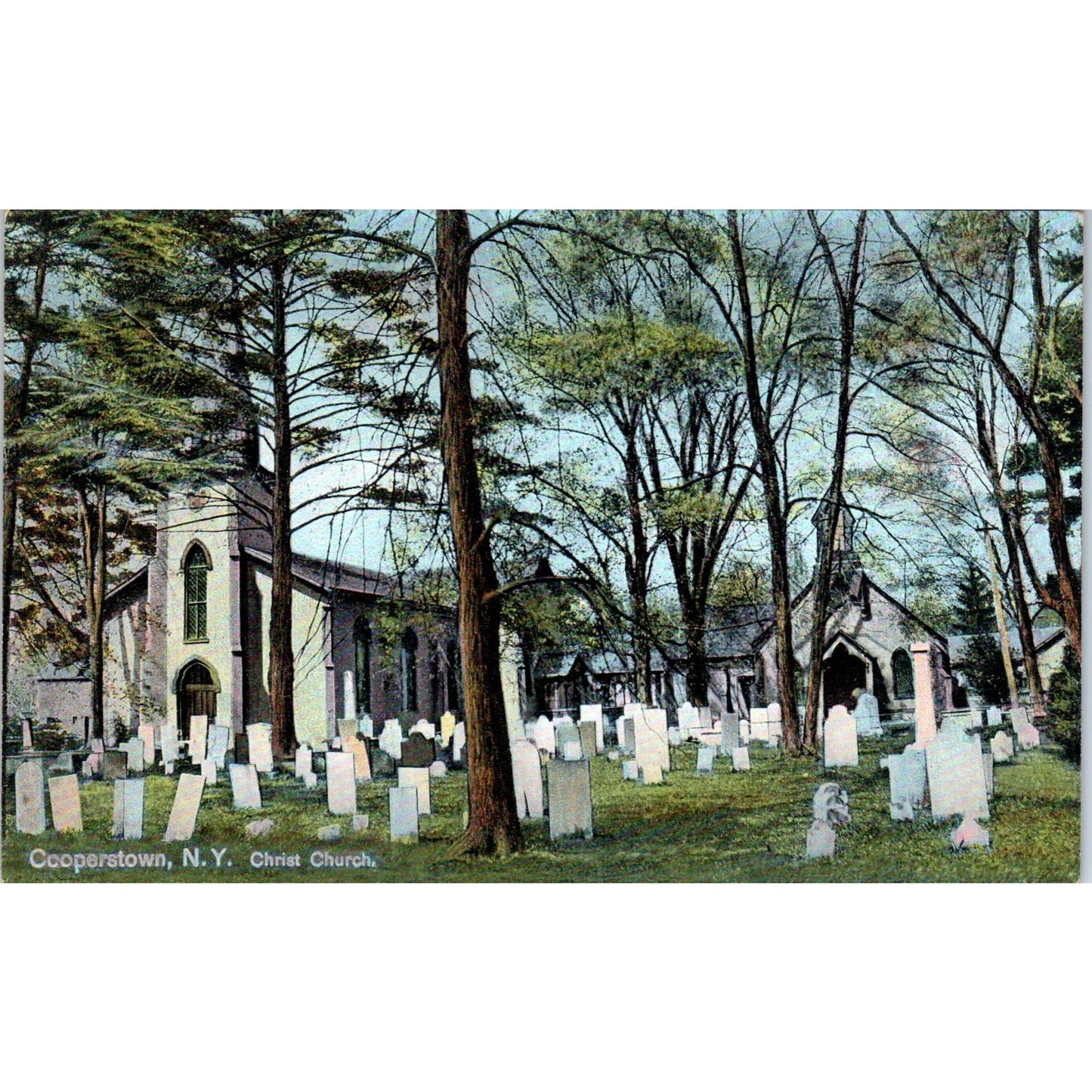 c1910 Christ Church Cemetery Cooperstown NY Original Postcard PC10