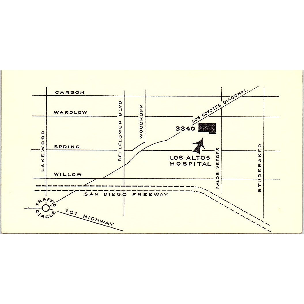 Los Altos Hospital Long Beach California Vintage Business Card SF3-B3