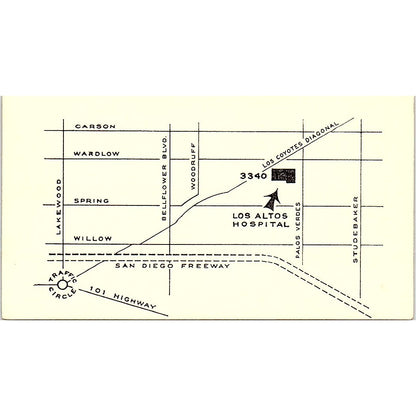 Los Altos Hospital Long Beach California Vintage Business Card SF3-B3