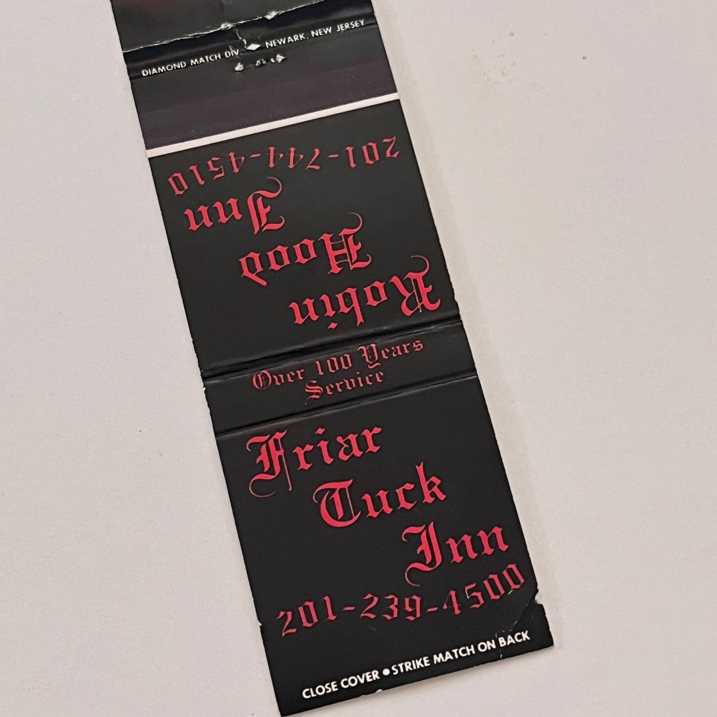 Robin Hood Inn, Friar Tuck Inn New Jersey Vintage Matchbook Cover TB6-MB2-2