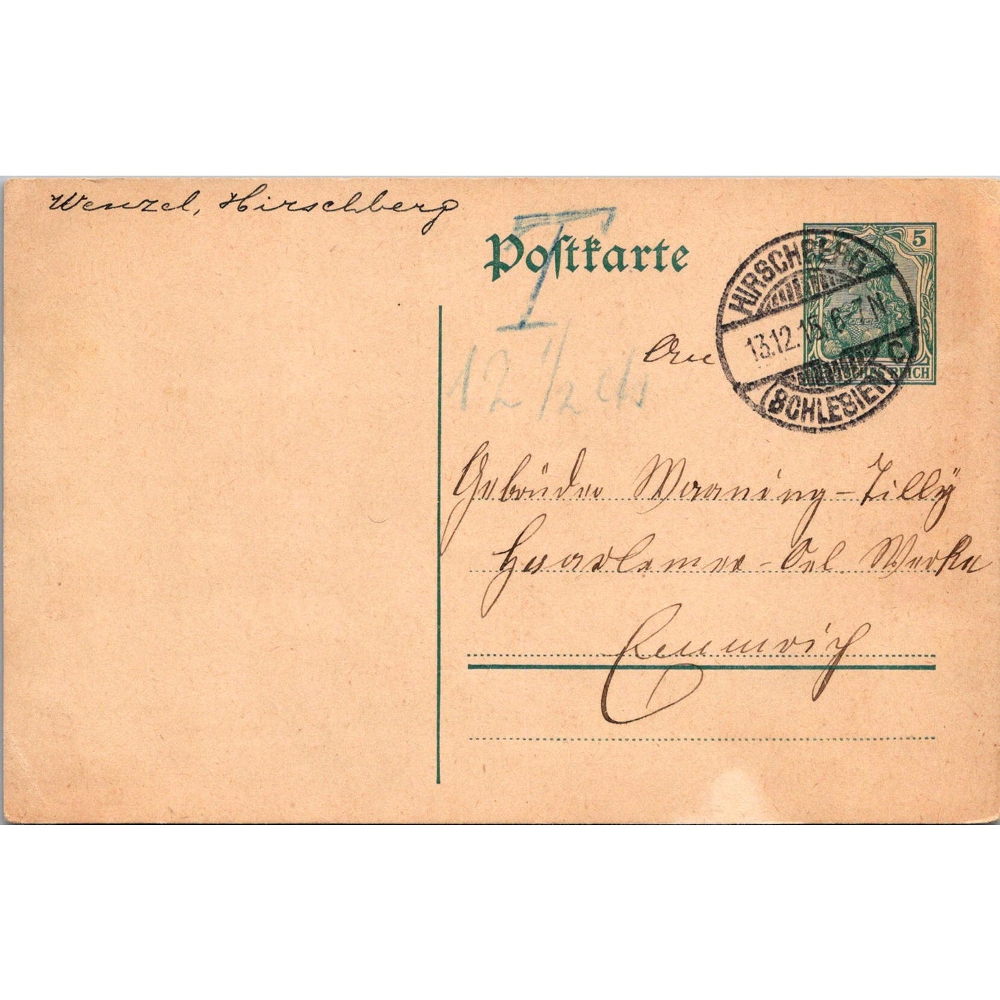 Wenzel Hirschberg 1915 German Reich Postcard TE2-GRQ