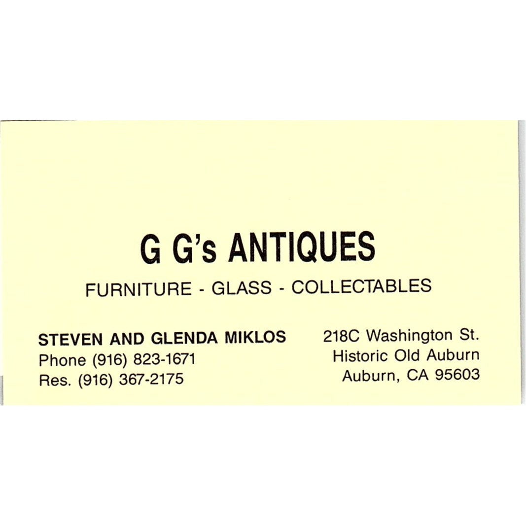 G.G's Antiques Steven & Glenda Miklos Auburn CA Vintage Business Card SD9-B14