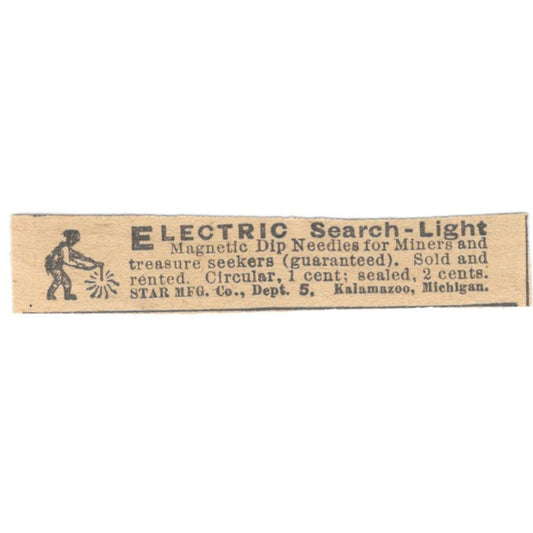 Star Mfg. Co. Electric Search Light Kalamazoo MI 1910 Magazine Ad AF1-SS8