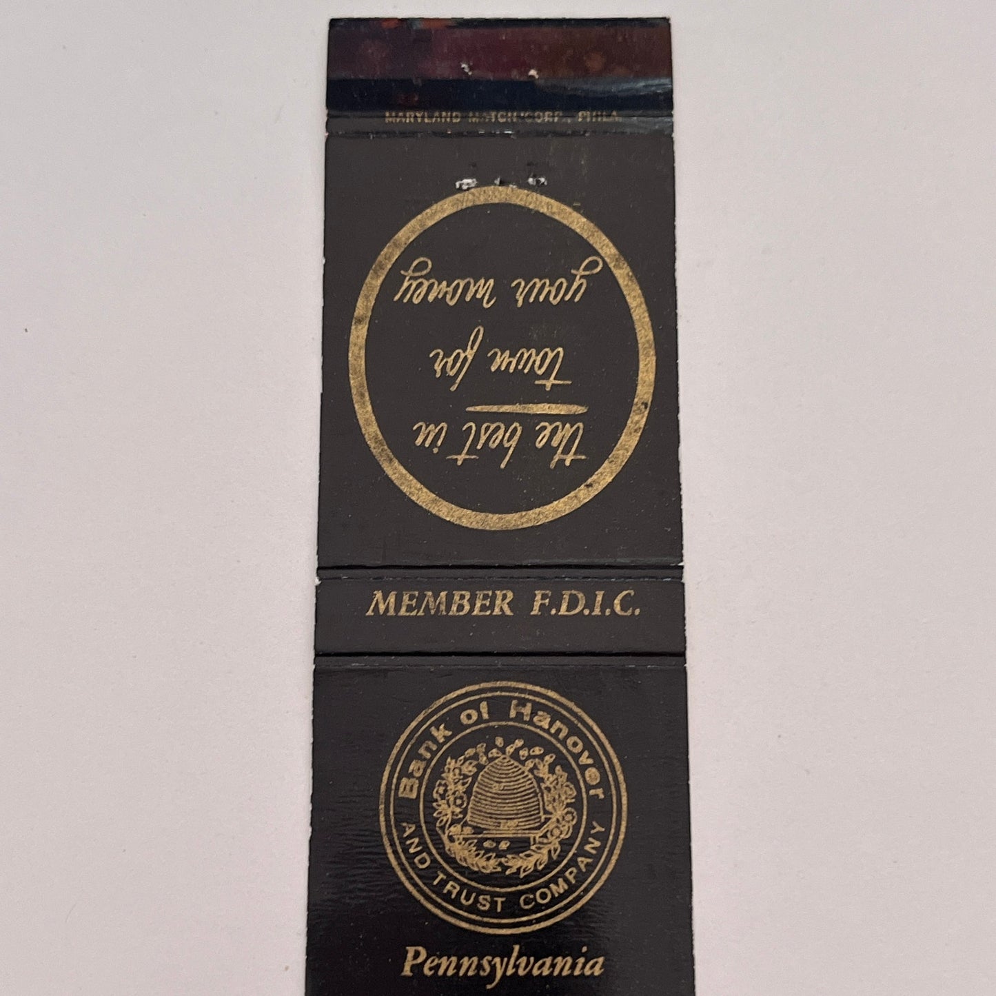 Bank and Trust Company of Hanover Pennsylvania Vintage Matchbook Cover TB6-MB2-3