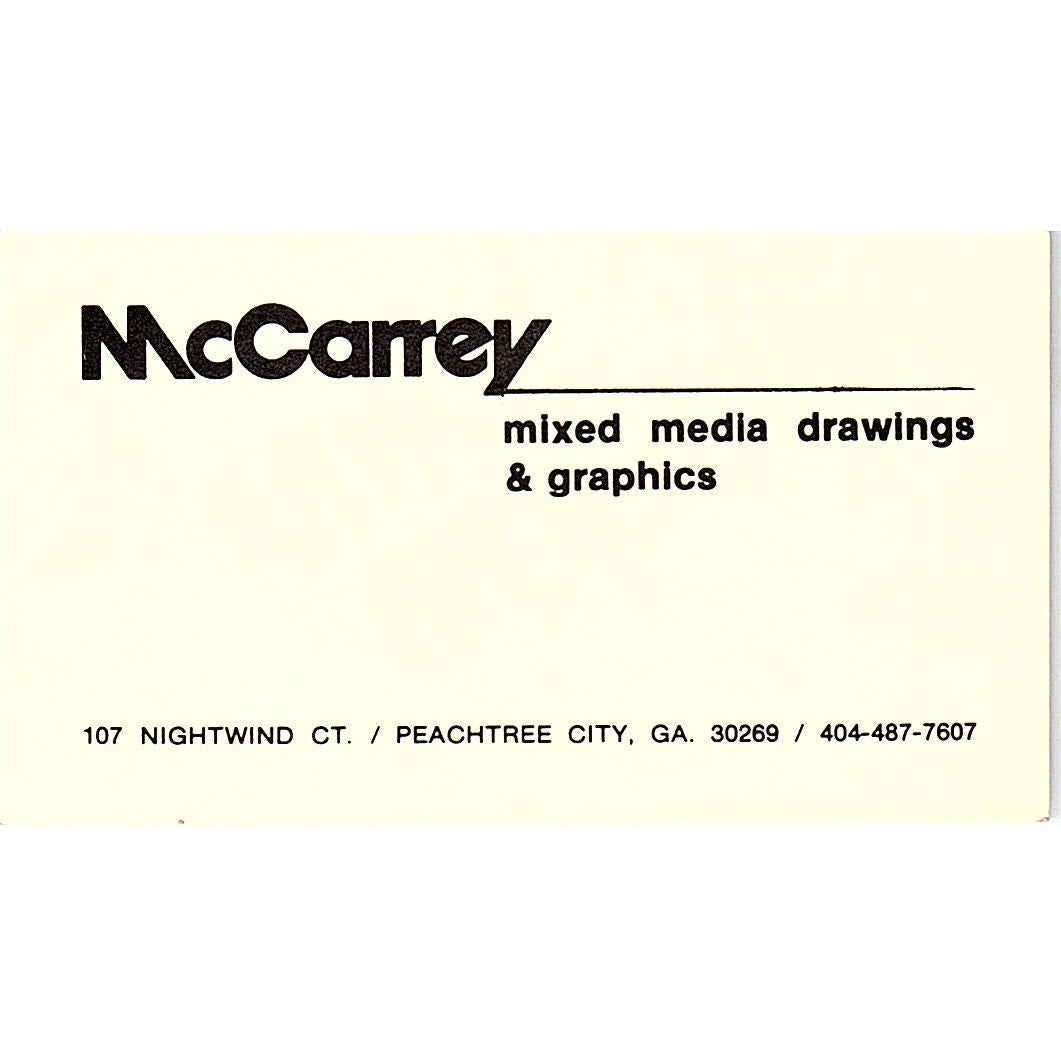 McCarrey Mixed Media Art Peachtree City GA Vintage Business Card SE3-B11