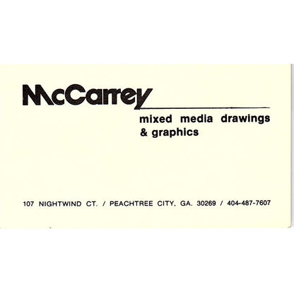 McCarrey Mixed Media Art Peachtree City GA Vintage Business Card SE3-B11