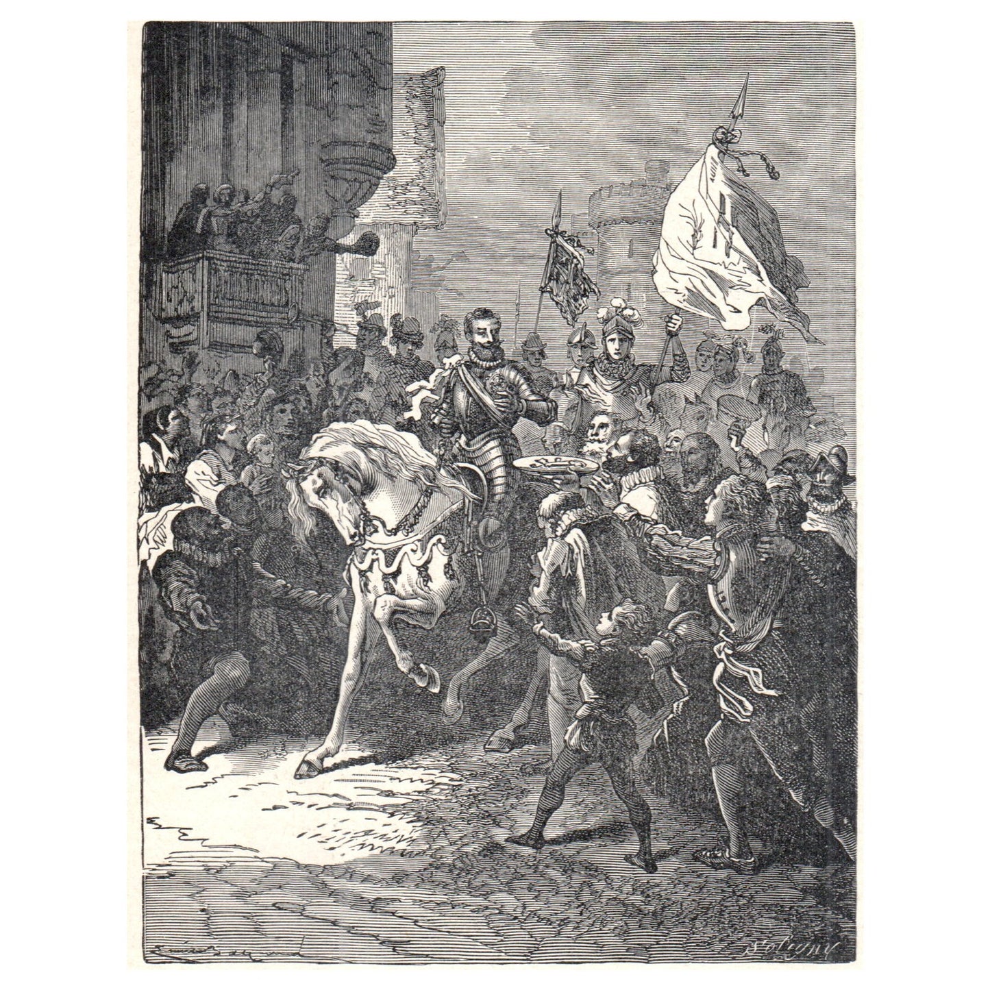 Entrance of Henry IV Into Paris 1911 Engraving Print AF5-8