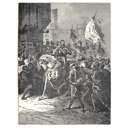 Entrance of Henry IV Into Paris 1911 Engraving Print AF5-8