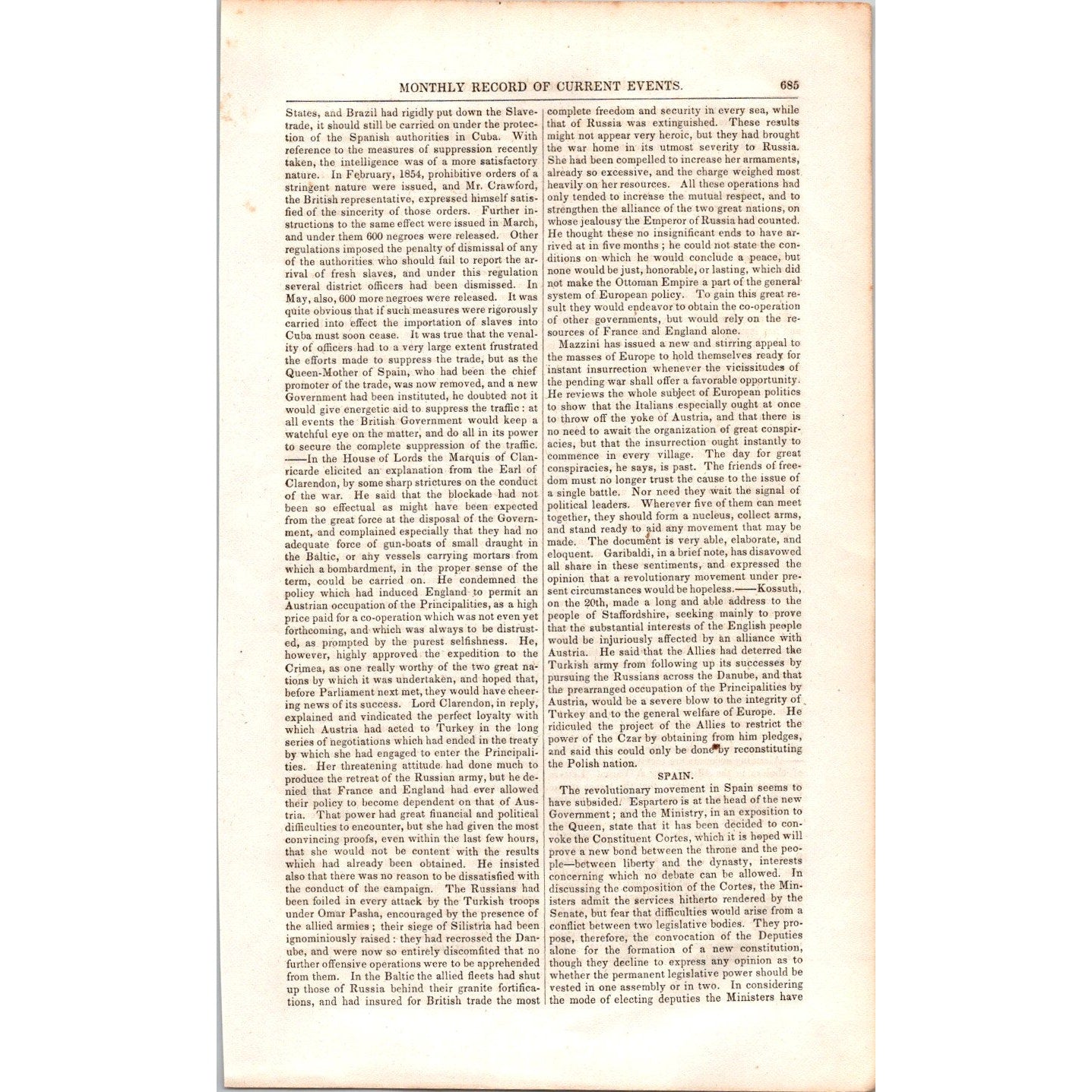 Fugitive Slave Law Repeal Monthly Current Events 2 Pages 1854 Article I19