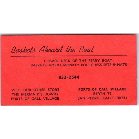 Baskets Around The Boat Ports of Call Village San Pedro CA Business Card SD8-B8