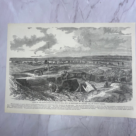 Battle of Second Bull Run Sketched by Edwin Forbes 1890s Engraving V14-6