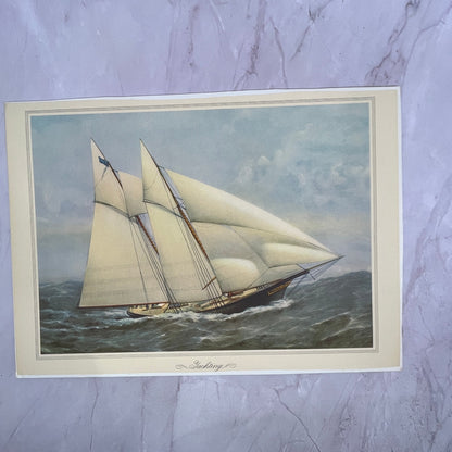 T. G. Dutton "Yachting" 1866 Lithograph Vintage 9.5x11" Art Print V21