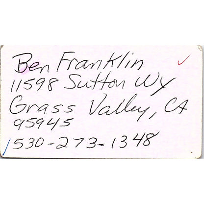 Laura Clark Craft Teacher Nevada City CA Vintage Business Card SC9-B10