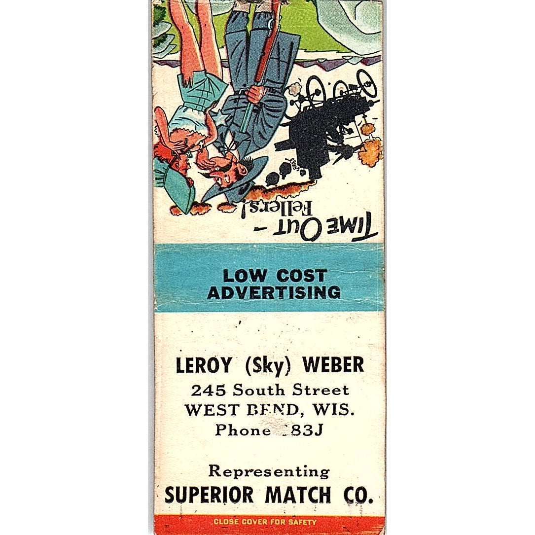 LeRoy Sky Weber Superior Match Co West Bend WI Vintage Matchbook Cover SF3-Y7