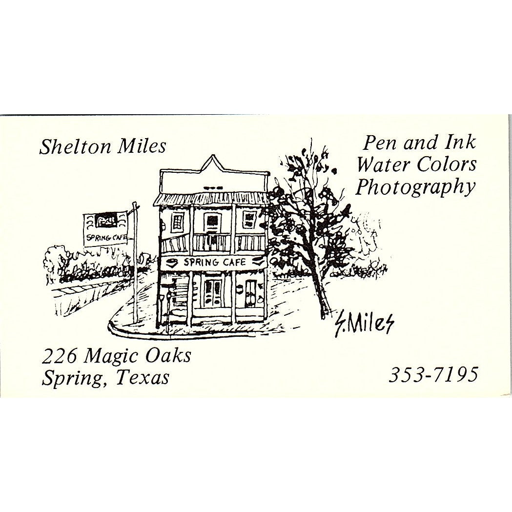 Shelton Miles Artist Spring Texas Vintage Business Card SE3-B11