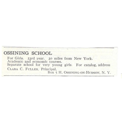 Ossining School for Girls Clara C. Fuller Ossining on Hudson NY c1918 Ad AE5-SV1