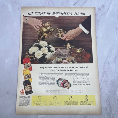 A&P Coffee Service - The Coffee of Magnificent Flavor Outerbridge 1940 Ad V14-8