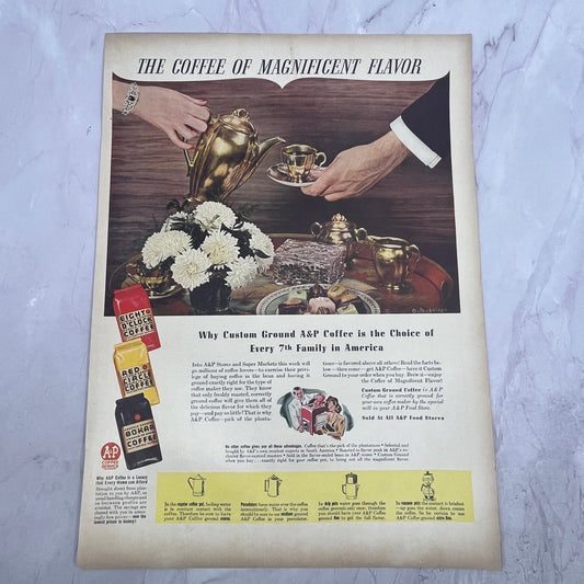 A&P Coffee Service - The Coffee of Magnificent Flavor Outerbridge 1940 Ad V14-8