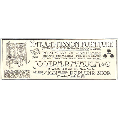 Joseph P. McHugh-Mission Furniture 42nd St. NY c1905 Victorian Ad AE9-MA1