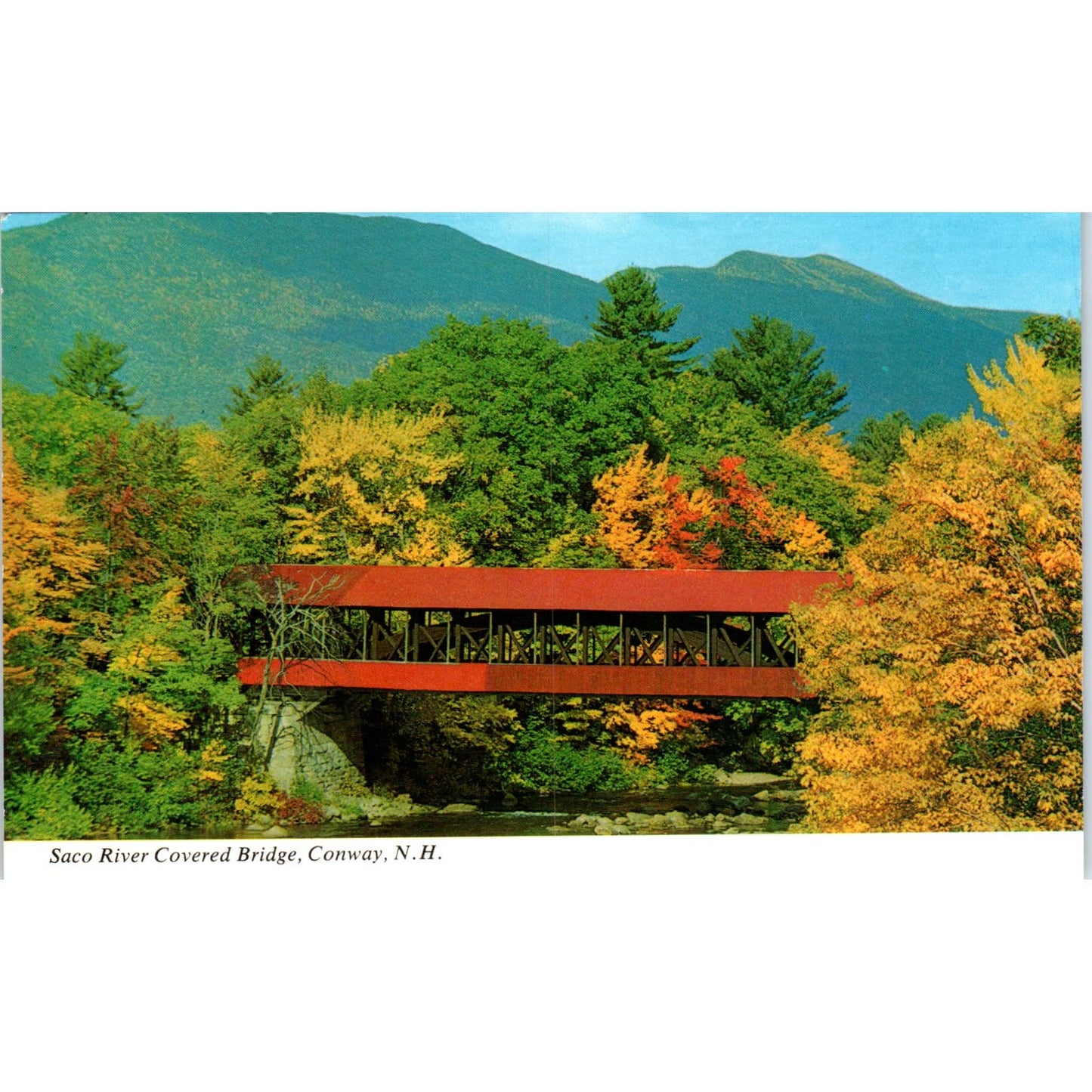 White Mountains Swift River Conway NH Vintage Covered Bridge Postcard PC13