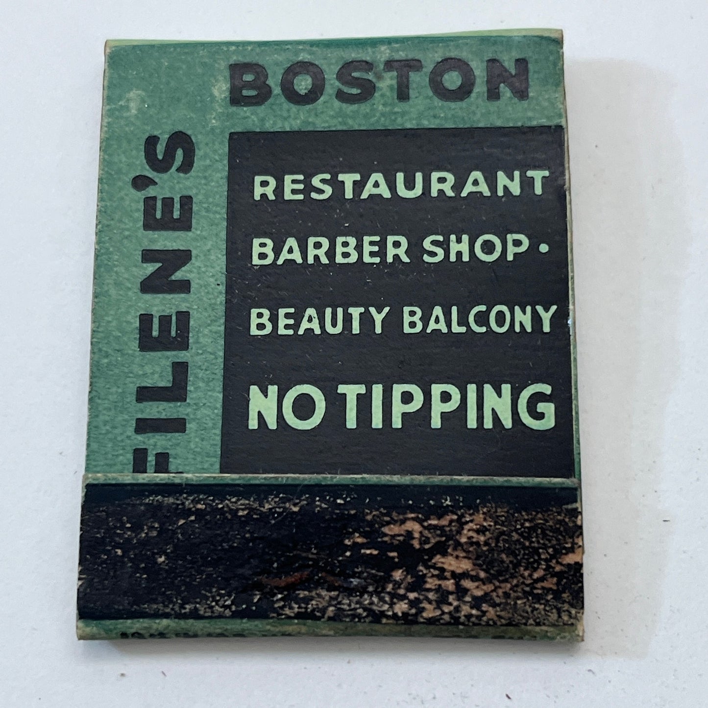 Filene's Boston Restaurant Barber Shop Vintage Matchbook Cover TB8-MB3-4
