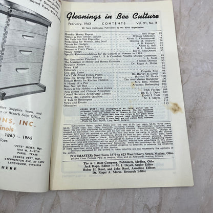 1963 February Gleanings in Bee Culture Magazine Bees Beekeeping Honey TD7