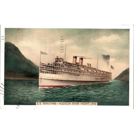 S.S. Berkshire Hudson River Night Line 1937 Vintage Postcard PD1