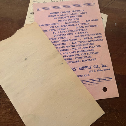 1950s Coca Cola Coke Receipt Lot of 4 Butte Bottler's Supply Co Montana AE8-4