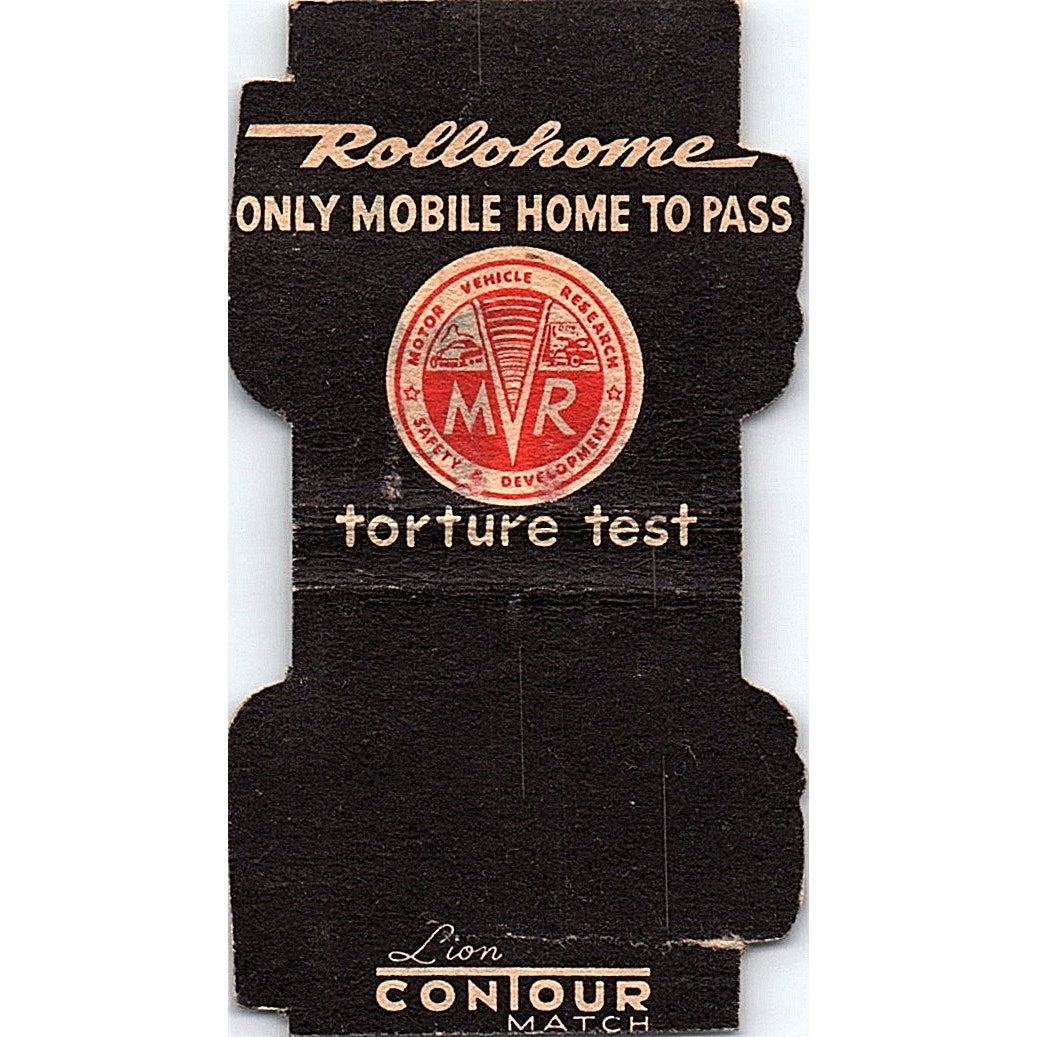 Rollohome Corporation Mobile Home Camper Marshfield WI Matchbook Cover TH2-Y4