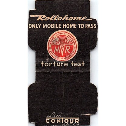 Rollohome Corporation Mobile Home Camper Marshfield WI Matchbook Cover ML1-8