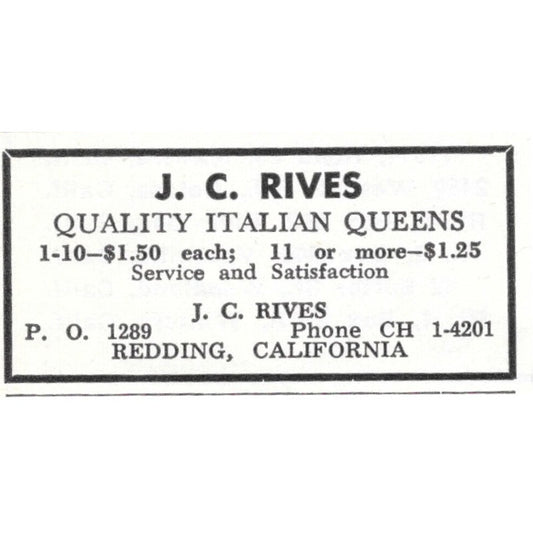 Italian Queens J.C. Rives Redding California 1961 Magazine Ad AK6-S13