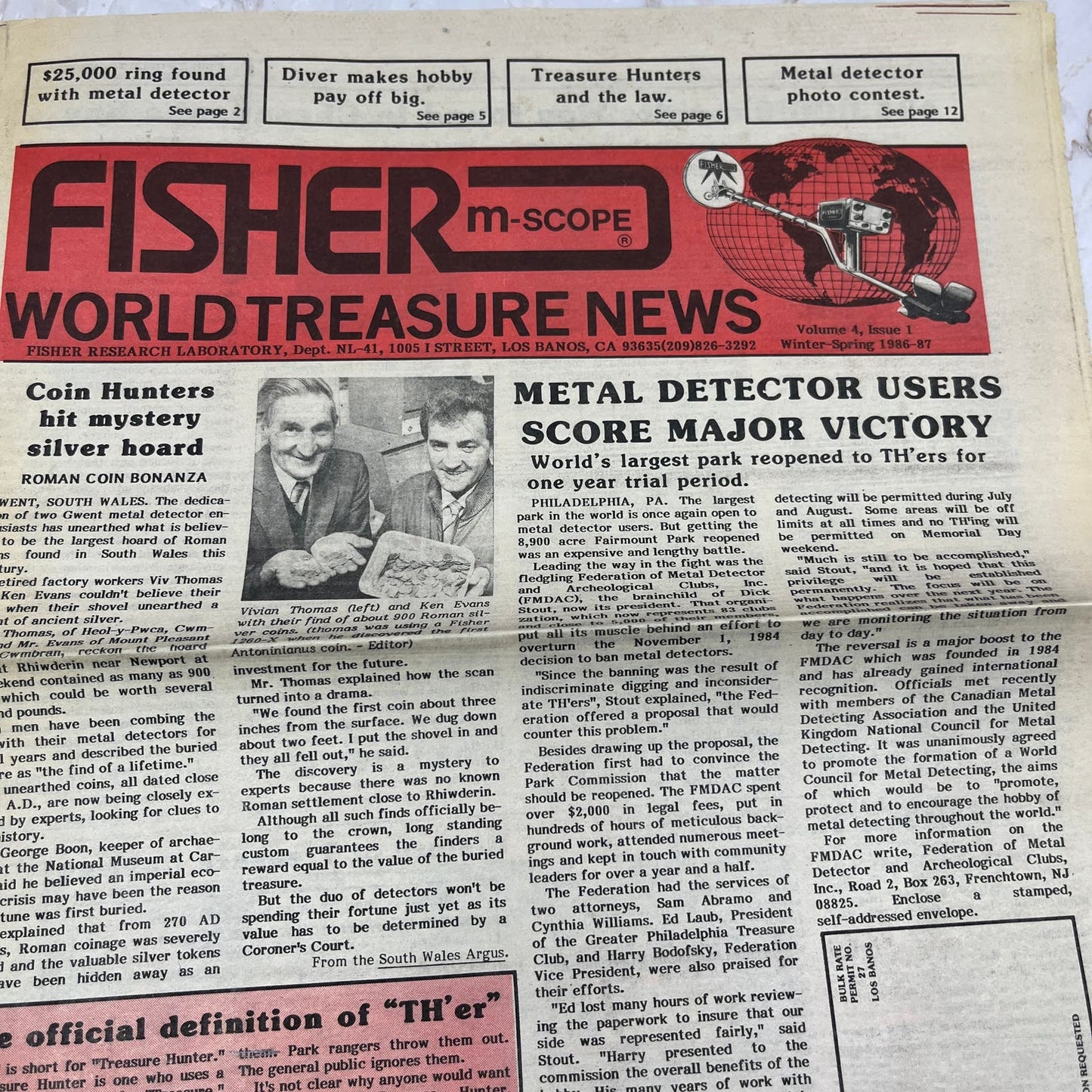 1987 Spring - Fisher M-Scope World Treasure News Newsletter Los Banos CA M11