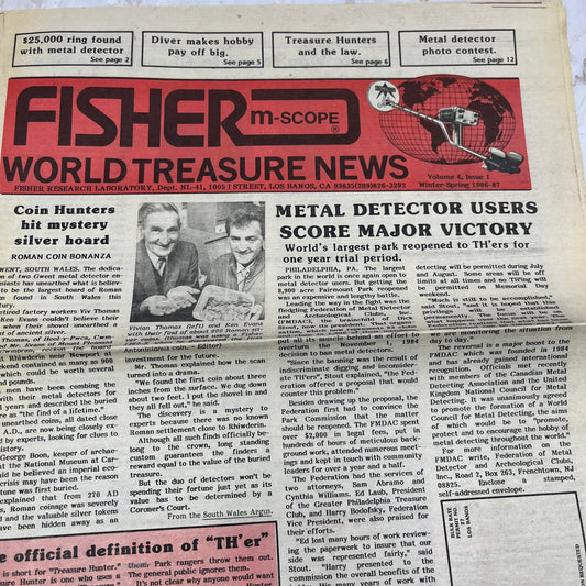 1987 Spring - Fisher M-Scope World Treasure News Newsletter Los Banos CA M11