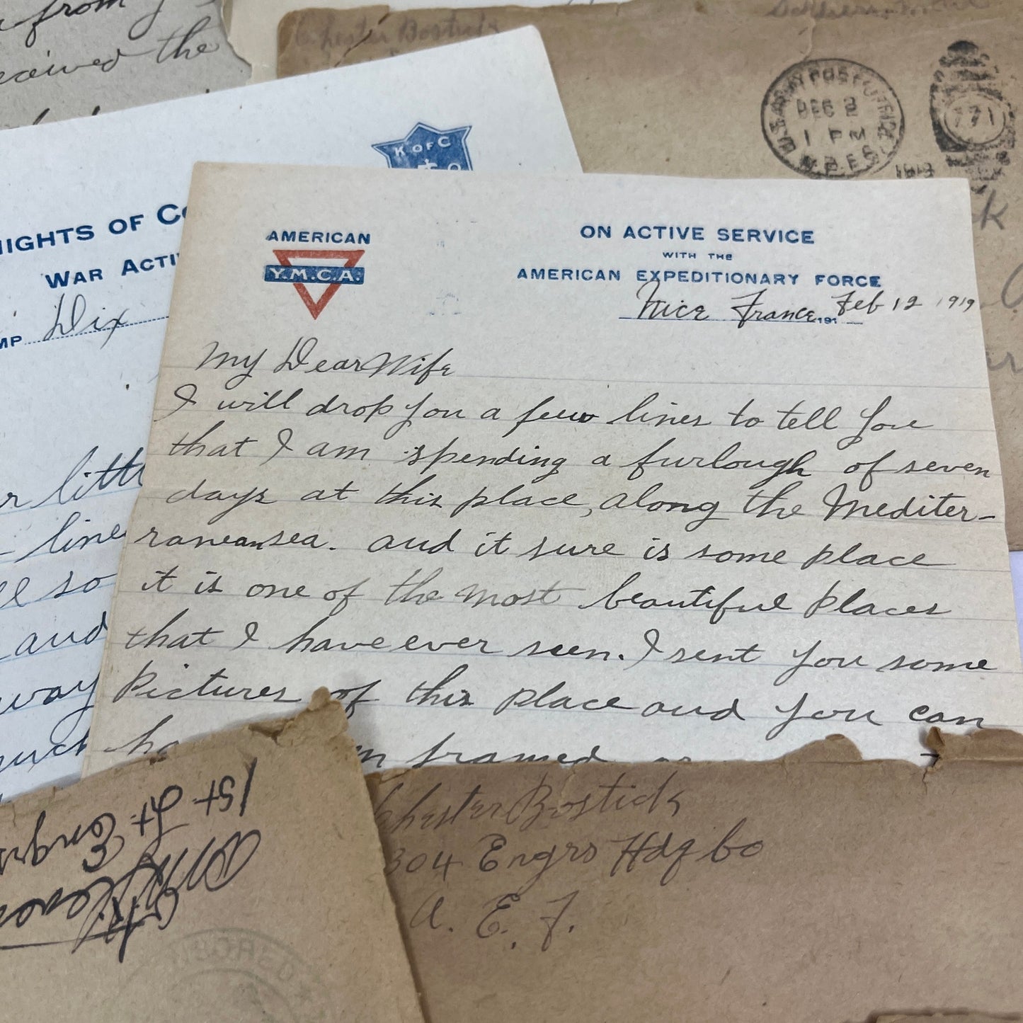 Huge Lot 1918 WWI Letters Ephemera Chester Bostwick 304 Engineers Lancaster TA9