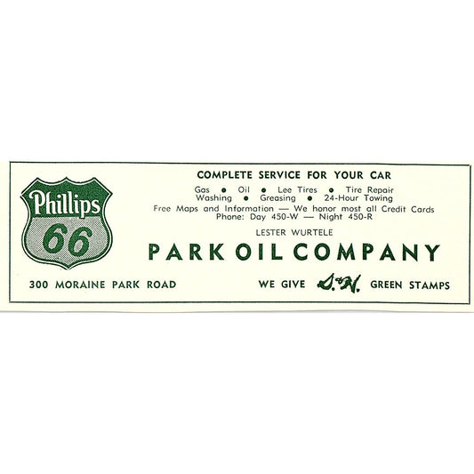 Park Oil Co Phillips 66, Thunderbird Gift Shop 1957 Estes Park CO Ad AG4-M1