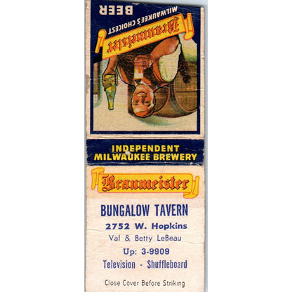 Bungalow Tavern Val & Betty LeBeau Milwaukee WI Vintage Matchbook Cover SD4-Y1