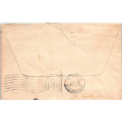 1909 Dallas TX to Else Beth Smith San Angelo Postal Cover Envelope TG7-PC2