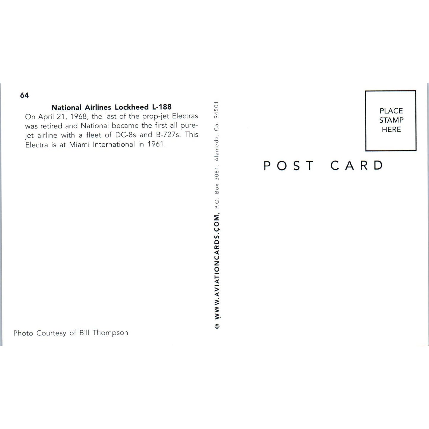 National Airlines Lockheed L-188 Vintage Postcard TG8-PC