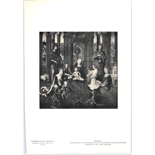 Altar-Piece of the Marriage of St. Catherine - Memlinc c1905 Art Print D16