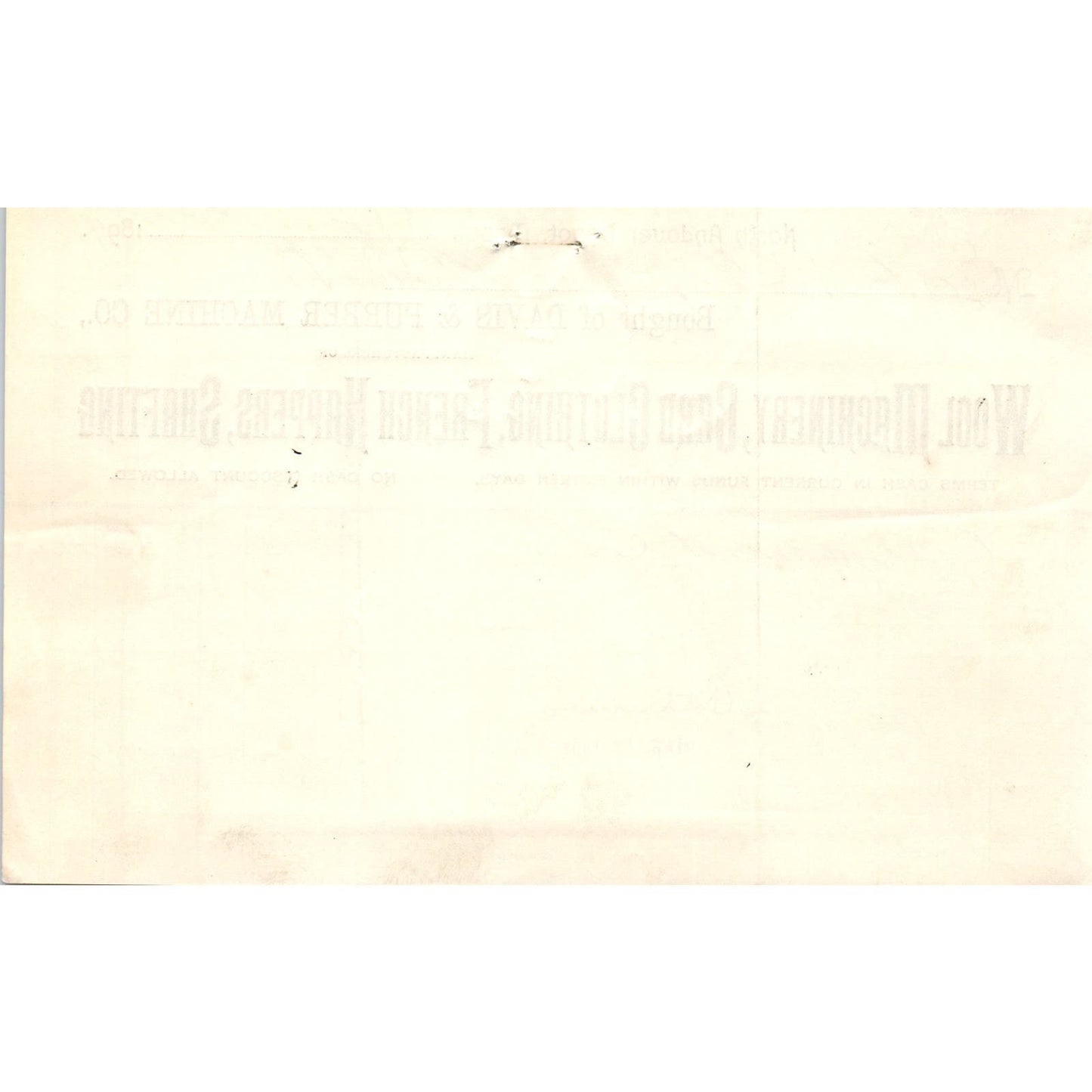 1897 Davis & Furber Machine Co North Andover Depot MA Billhead Letterhead D17-1