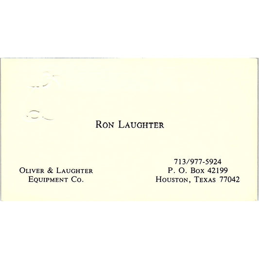 Oliver & Laughter Equipment Co. Ron Laughter Houston TX Business Card SB4-B10
