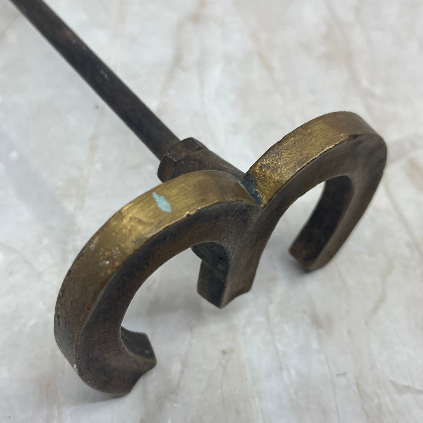 Antique Bronze Cattle Branding Iron Letter W M 3 11” Western Cowboy Decor TF5