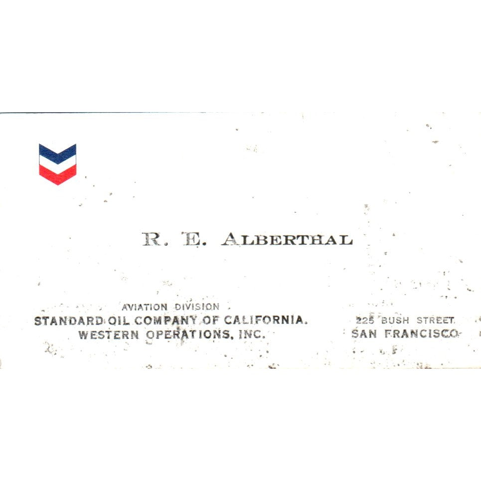 R.E. Alberthal San Francisco Standard Oil Of California Business Card SD8-B21