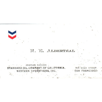 R.E. Alberthal San Francisco Standard Oil Of California Business Card SD8-B21