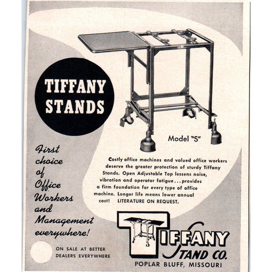 Tiffany Stand Co Poplar Bluff MO 1951 Magazine Ad AF1-MF1