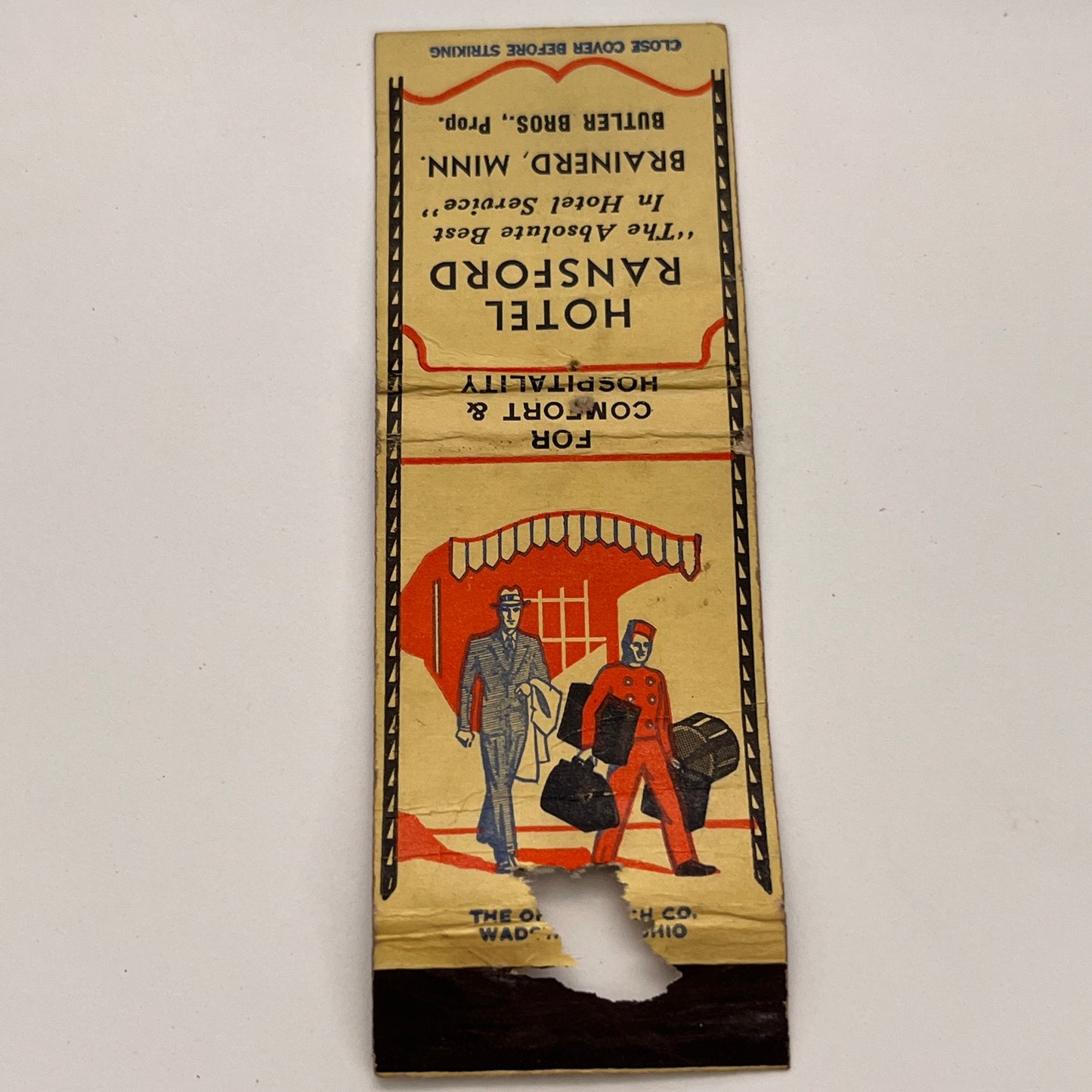 Hotel Ransford Brainerd MN Butler Bros Vintage Matchbook MB60-1