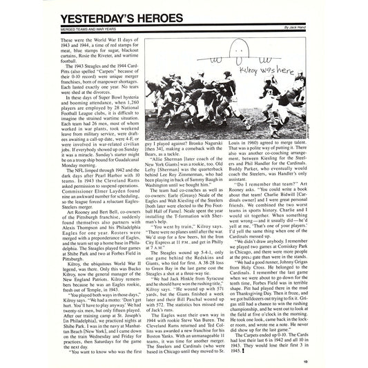 NFL Merged Teams and War Years Article WWII 8x11" 1981 Ad D26