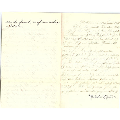 1870 Handwritten Letter Millburn NJ Christian Russ, Christian Pouser AF4-2