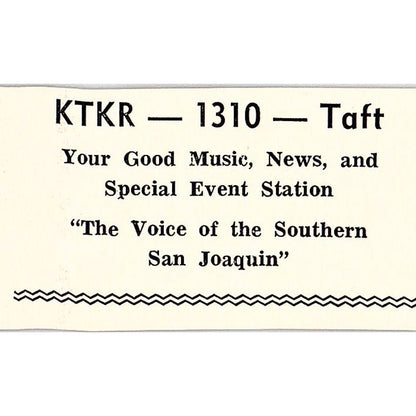 KTKR 1310 Radio, Bohemian Distributing Co Taft CA c1965 Ad AF8-S22