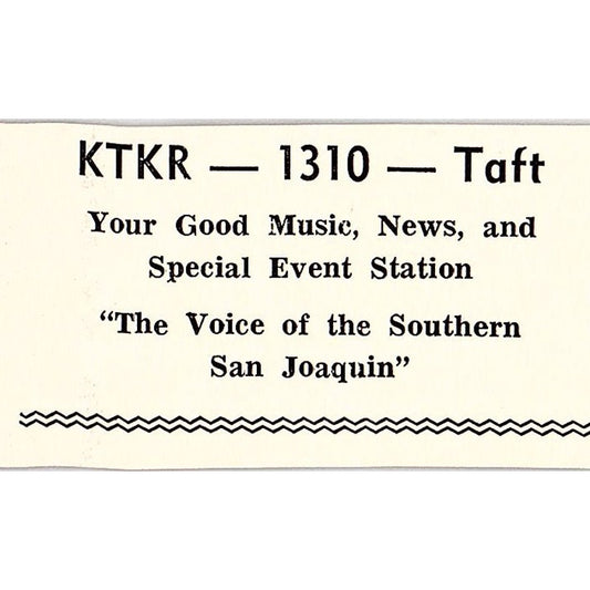 KTKR 1310 Radio, Bohemian Distributing Co Taft CA c1965 Ad AF8-S22